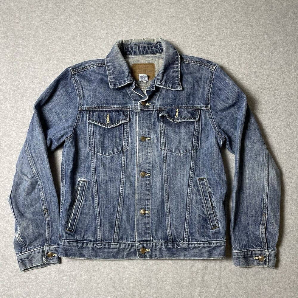 Old Navy Denim Jacket Women’s Medium Blue Faded Button Front Cotton Cowgirl